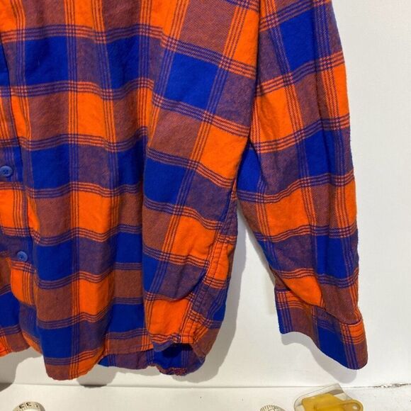 Columbia Men's Orange Blue Plaid CLG Flare Gun Flannel Button-Up Shirt Size 2XL - Picture 5 of 11